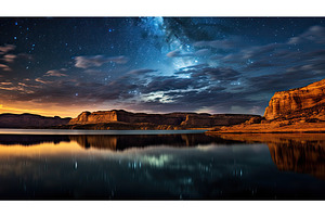 water night sky lake powell ai, a Nature Photo by pikepicture