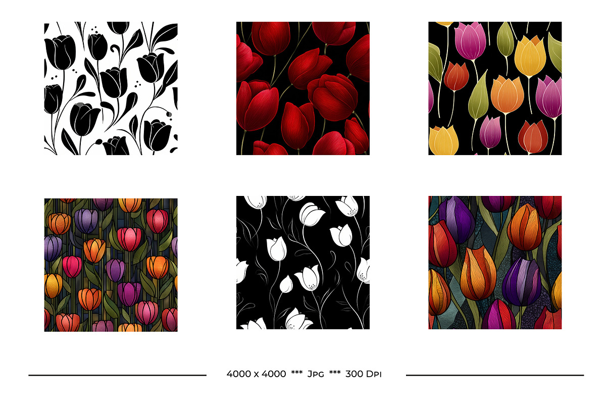 Tulip Retro Art Style Patterns, a Pattern Graphic by karenfoleyphoto (Photo 14 of 17)