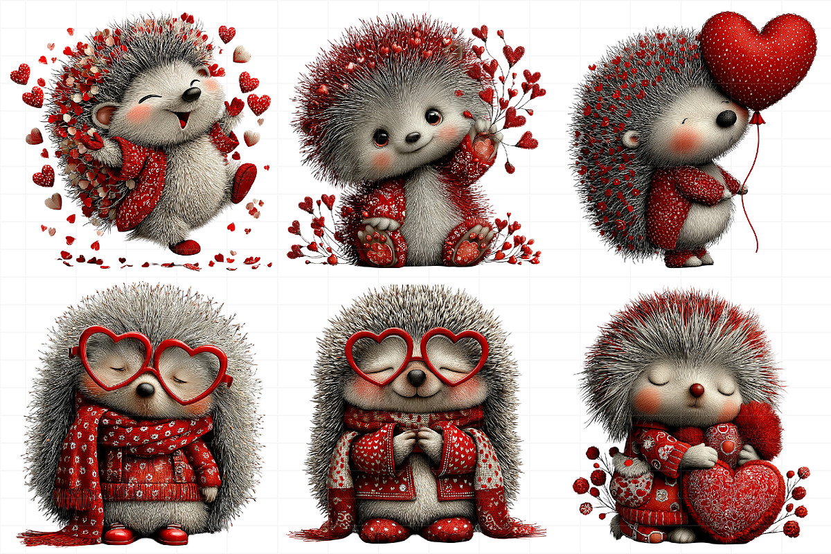 Whimsical Valentine Hedgehog Clipart, an Illustration by Daily.Designs (Photo 6 of 8)