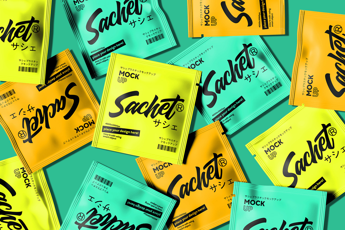 Sachet Packaging Mockup, a Packaging Mockup by megostudi0 (Photo 1 of 5)