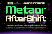 Metaor Aftershift Retro Futuristic, a Sans Serif Font by AmorfaType (Thumbnail 1 of 10)
