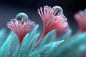 Delicate pink flowers with water droplets in a surreal underwater setting at tw, a Nature Photo by AlyaAnd
