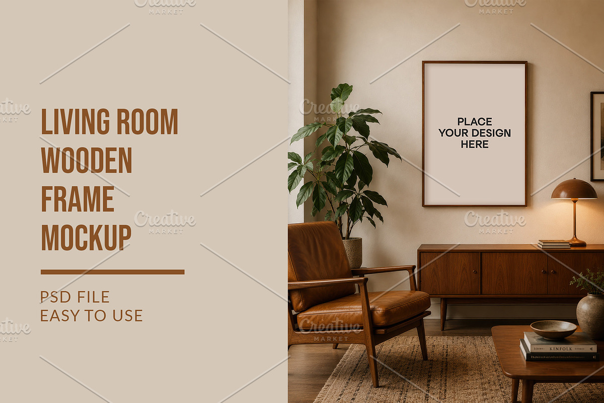 Cozy Living Room Frame Mockup PSD, a Household Mockup by AYAKA Studio Co. (Photo 1 of 2)