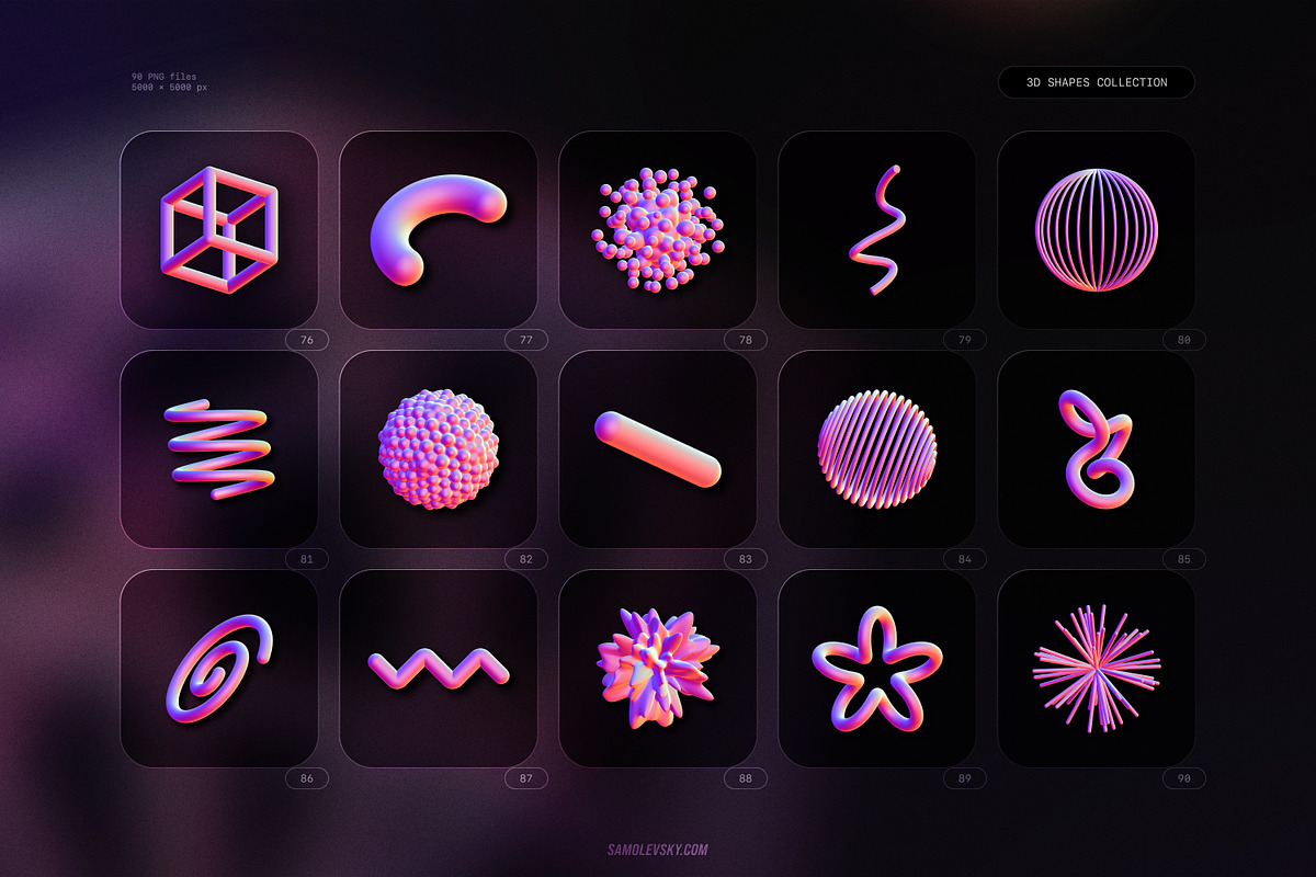 3D Shapes Collection – 90 Renders, an Object Graphic by Samolevsky (Photo 12 of 13)