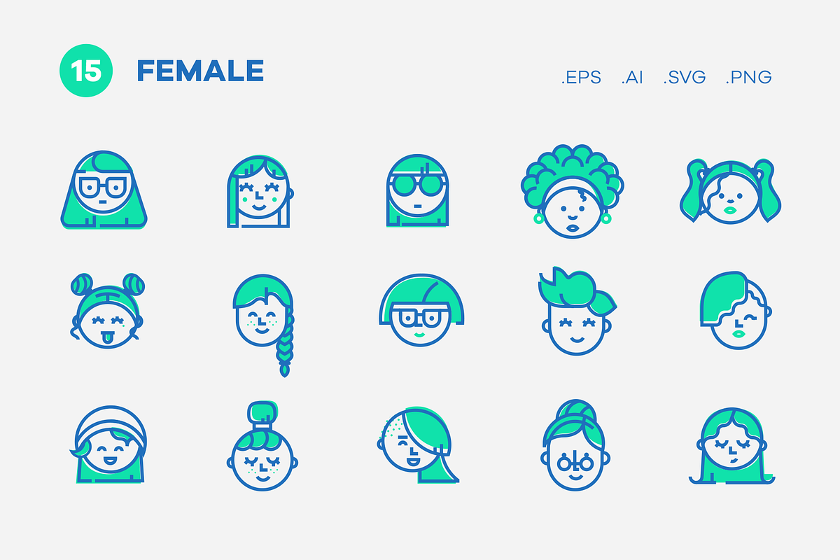 Vector collection of 30 avatar icons, an Outline Icon by Woorkshop