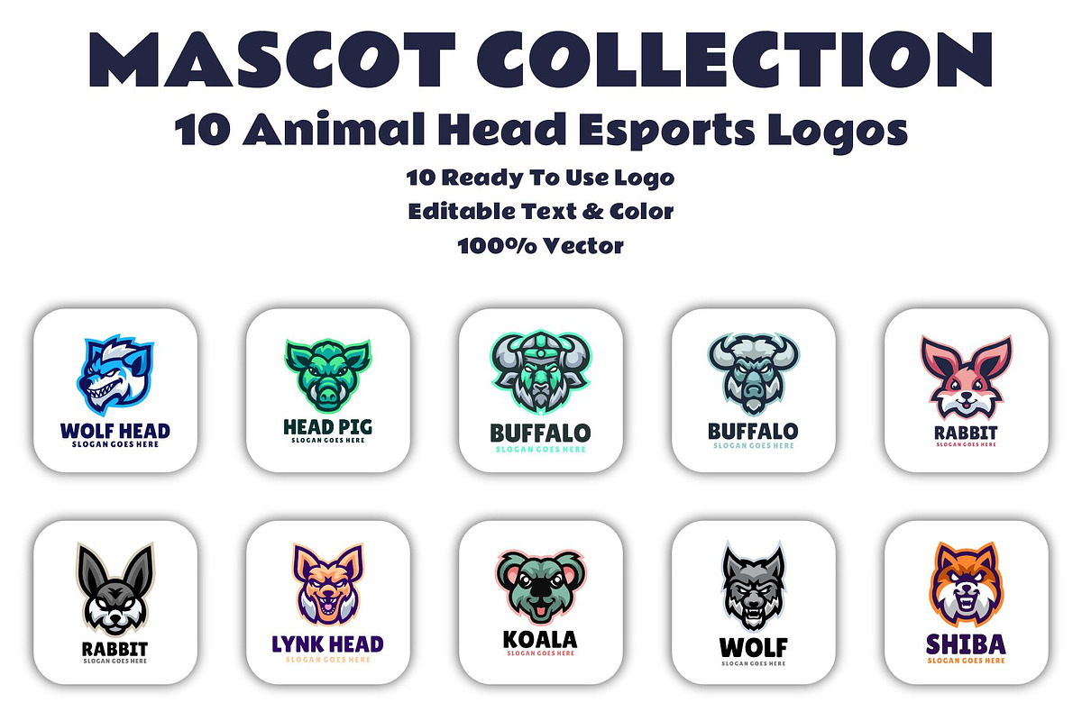 Mascot Collection Animal Head Logo, a Branding & Logo Template by Artnivora.Std