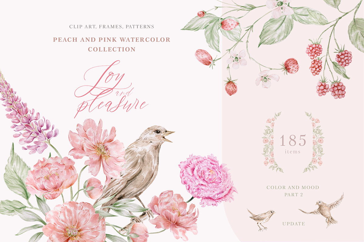 Peach peonies, roses, garden flowers, an Illustration by astelenadesign (Photo 1 of 16)