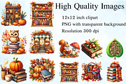 Watercolor Autumn Books Clipart, an Illustration by Craft Nest (Thumbnail 2 of 5)