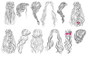Hair styles line art drawings set, a Person Illustration by esylvia (Thumbnail 2 of 4)