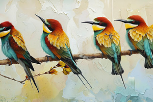 Four european bee-eater (Merops apia, a Photo by LOGOCREATIVE