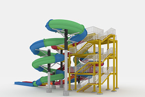 3D Model Waterpark Slide 4