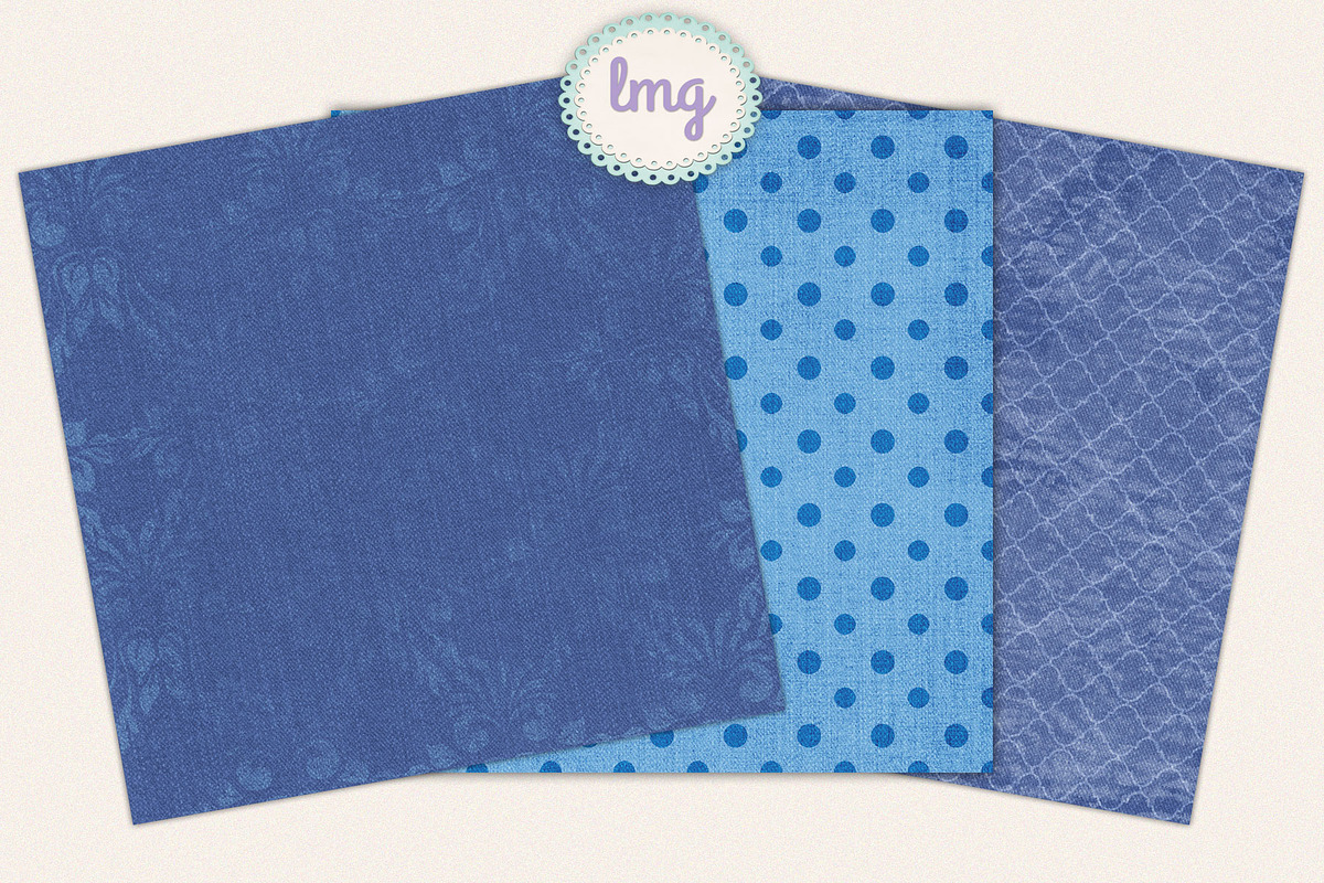 Blue Jean Digital Scrapbook Papers, a Pattern Graphic by Lavender Mint Graphics (Photo 4 of 5)