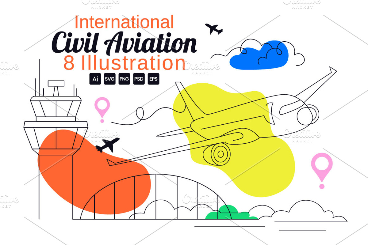 8 International Civil Aviation Day, a Transportation Illustration by denayunebgt (Photo 1 of 3)
