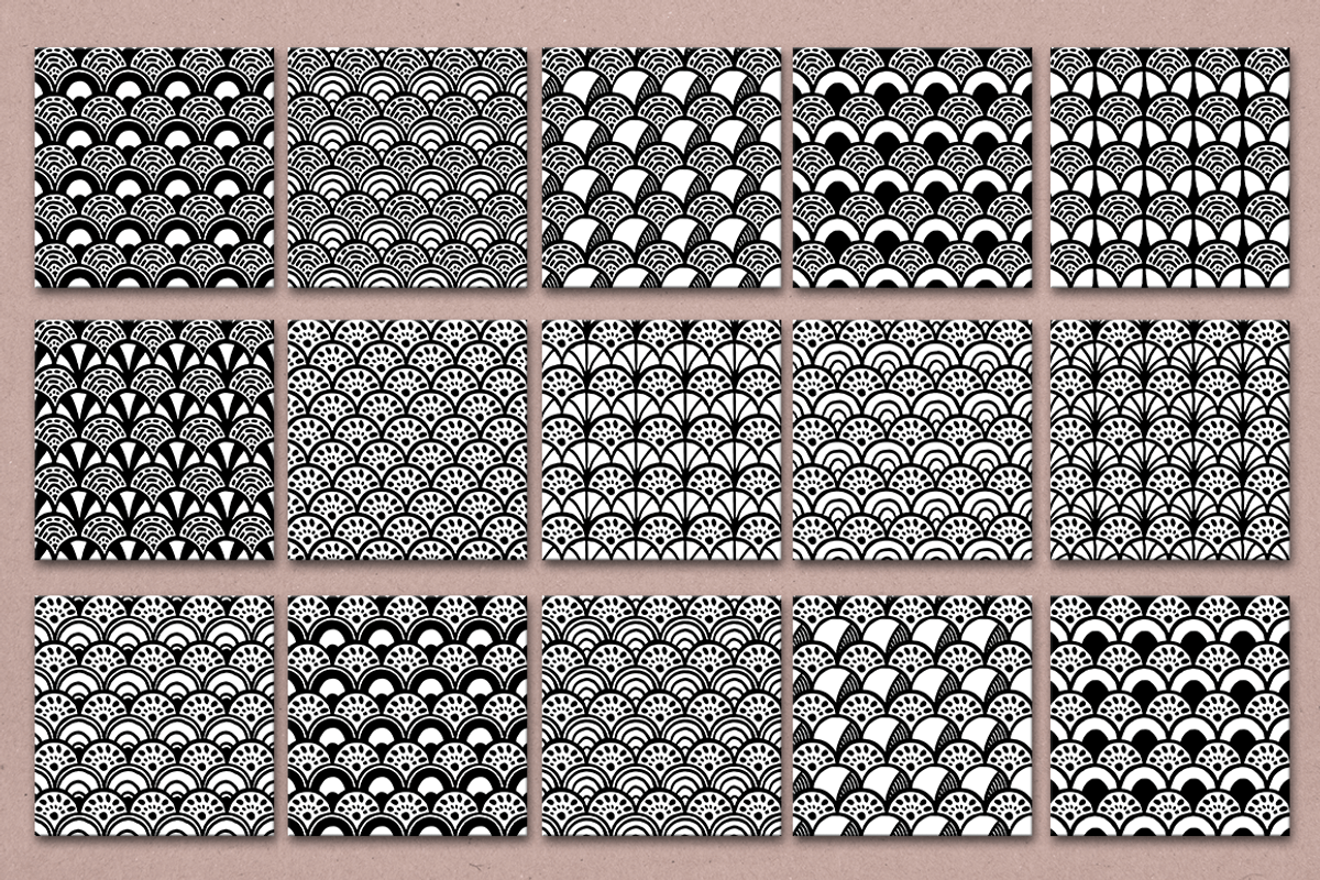 190 Handdrawn Scale Patterns, a Pattern Graphic by Monogram Fonts Co.