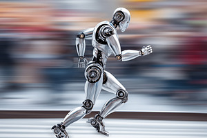 Futuristic humanoid robot running, a Technology Photo by MistyDay