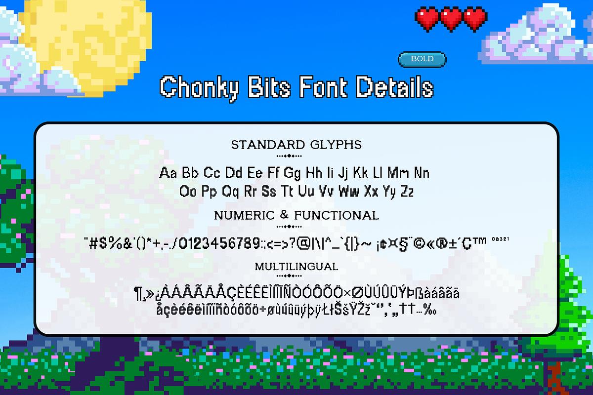 Chonky Bits – A Pixel Font, a Sans Serif Font by Creativetacos (Photo 2 of 9)