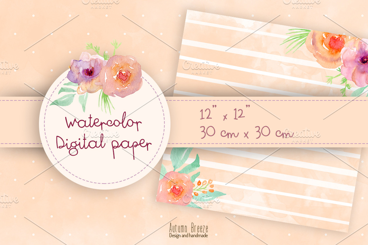 Watercolor digital paper, a Pattern Graphic by Autumn Breeze (Photo 4 of 4)