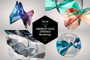 Set of 4 Abstract Glas Crystals