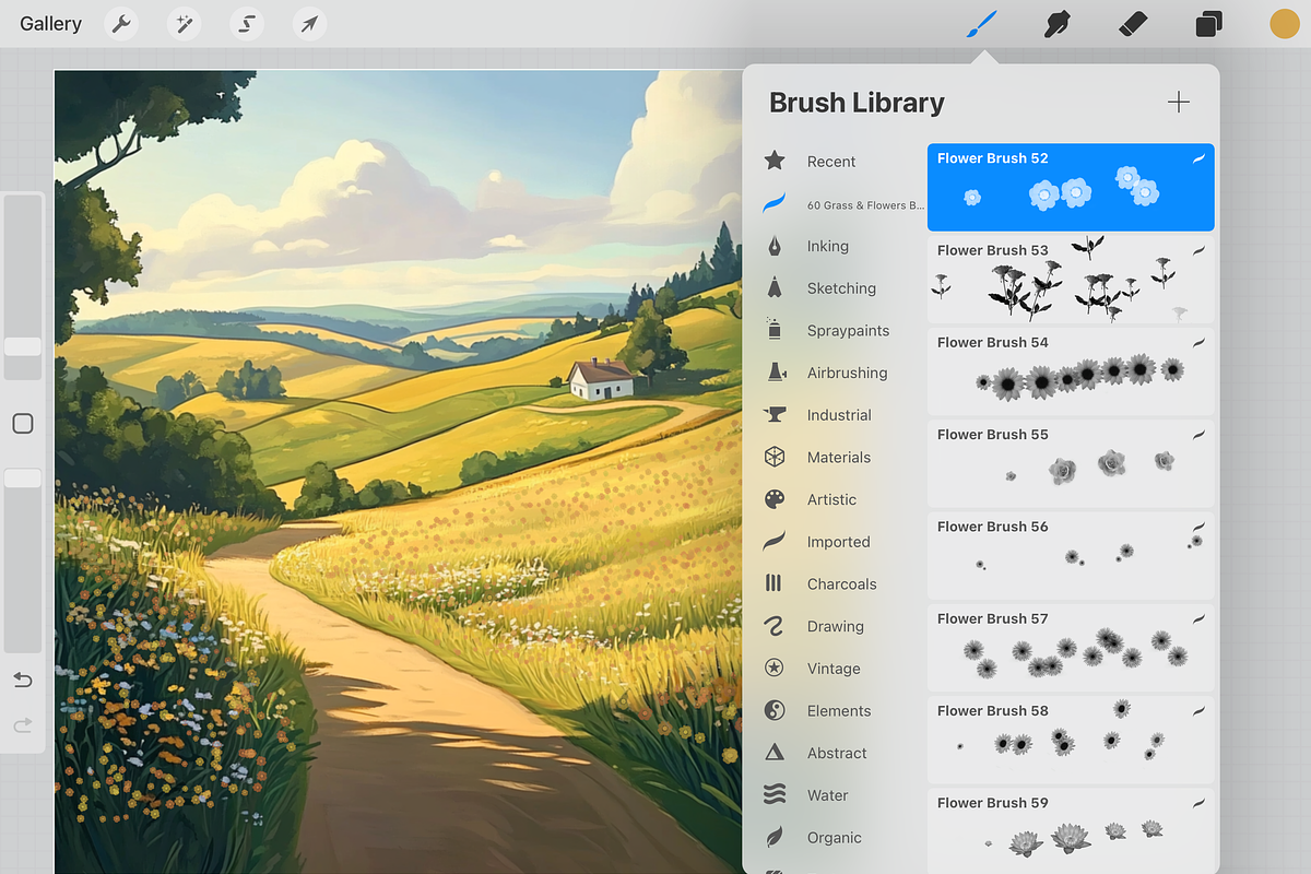 Procreate Grass and Flower Brushes, a Brushes & More by HopeArtIllustration (Photo 3 of 7)