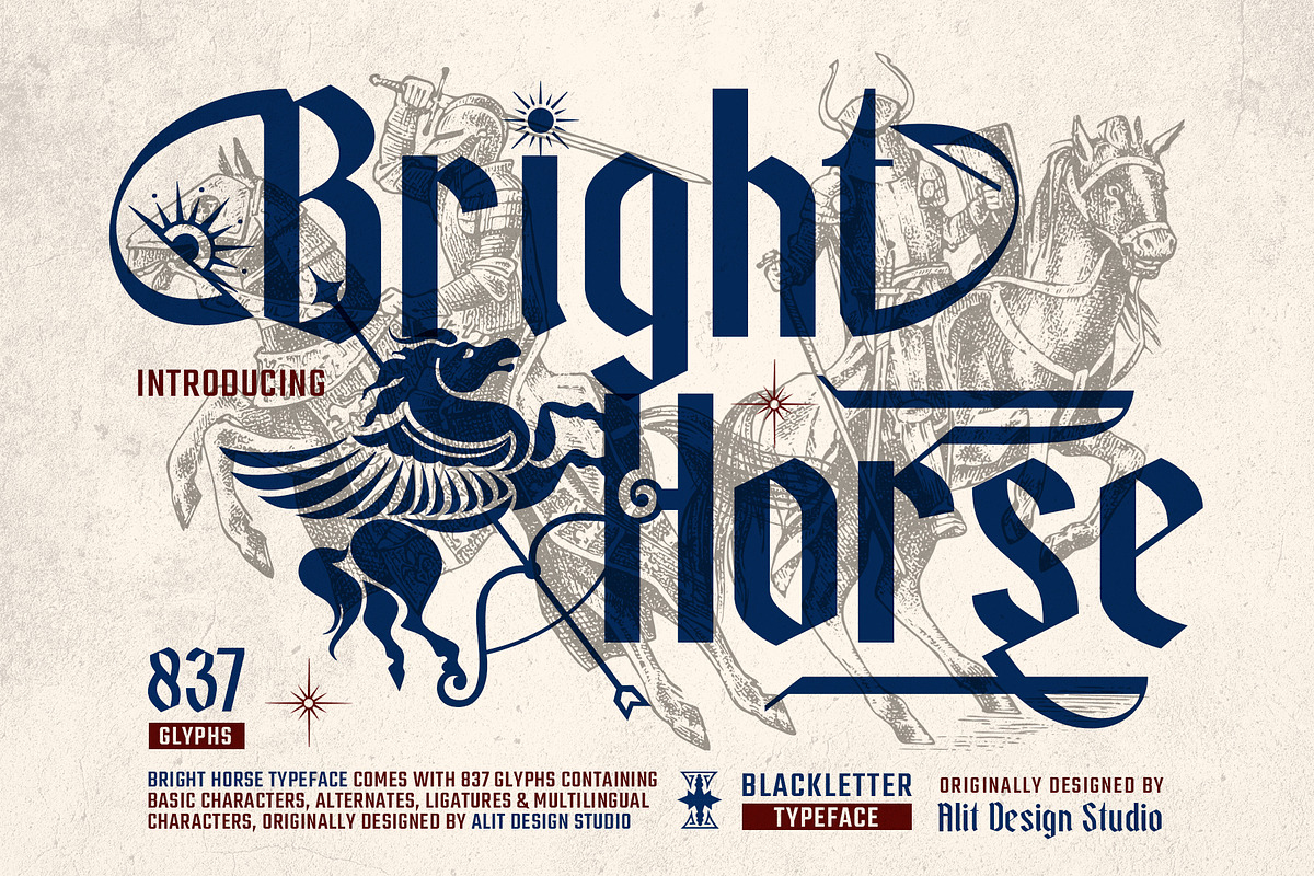 Bright Horse Typeface, a Blackletter Font by alit design (Photo 3 of 17)