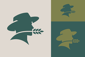 Silhouette Logo Farmer Hat Wheat, a Branding & Logo Template by Signatoro