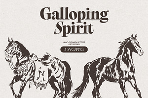 Galloping Horse Spirit Sketches, an Animal Illustration by TheMountBirdStudio