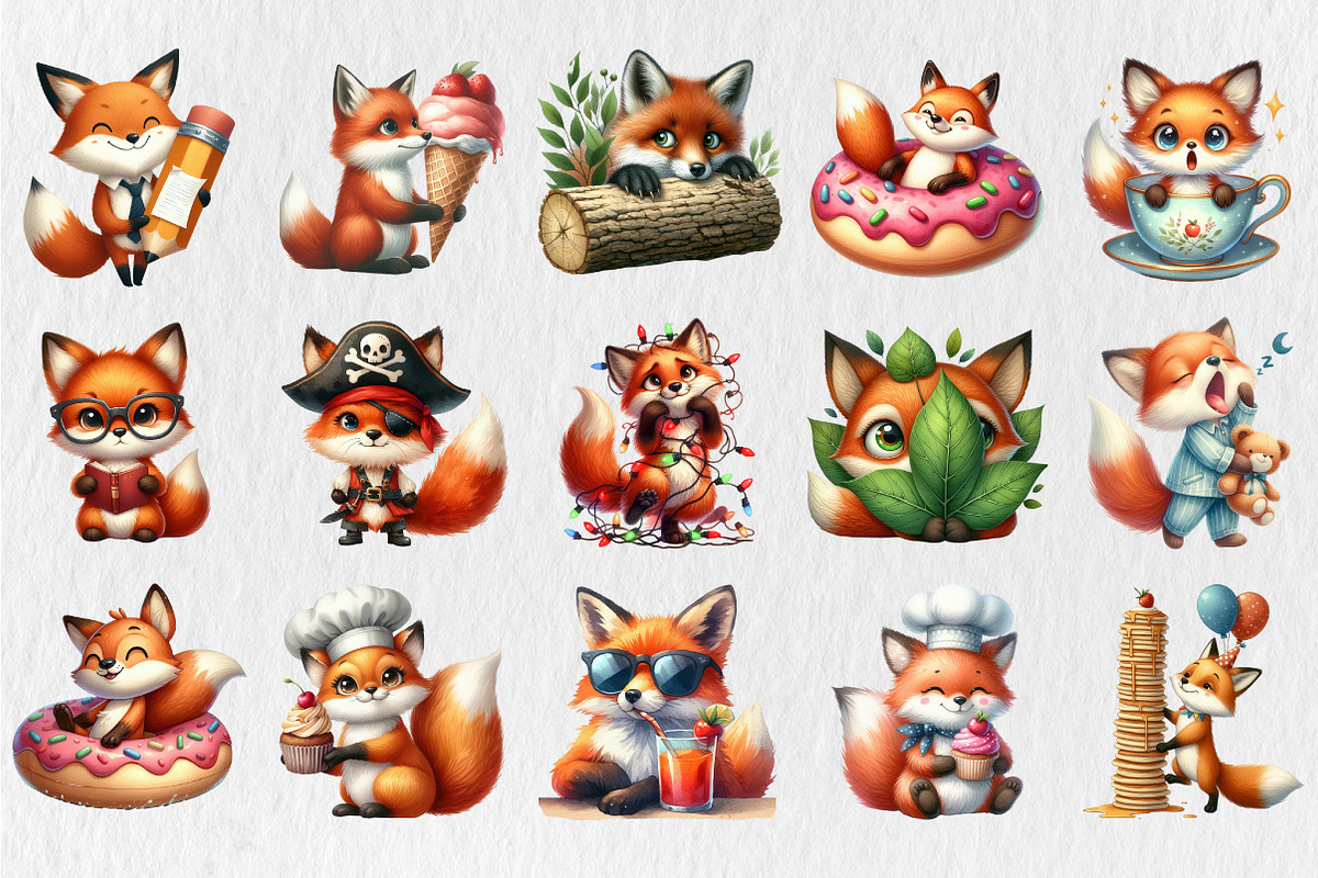 Funny Cute Fox Clipart, an Animal Illustration by Rose Art (Photo 2 of 4)