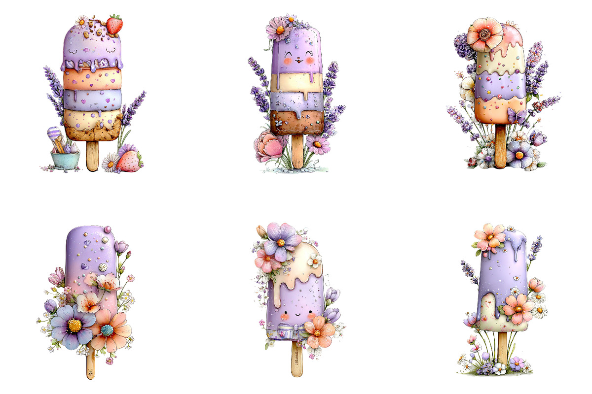 Whimsical Summer Ice Cream Clipart, an Illustration by CreationArt (Photo 5 of 7)