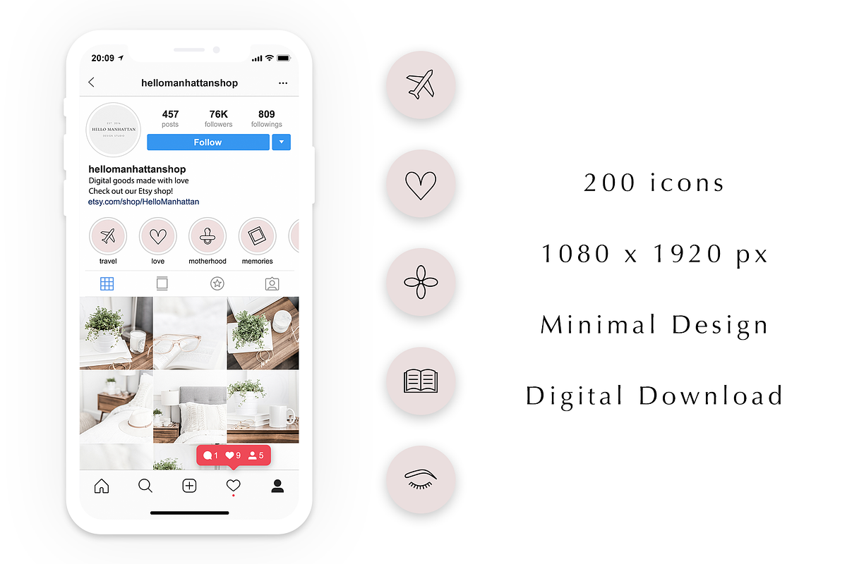 200 Instagram Story Highlight Icons, a Social Media Template by Blog&Glow (Photo 4 of 4)