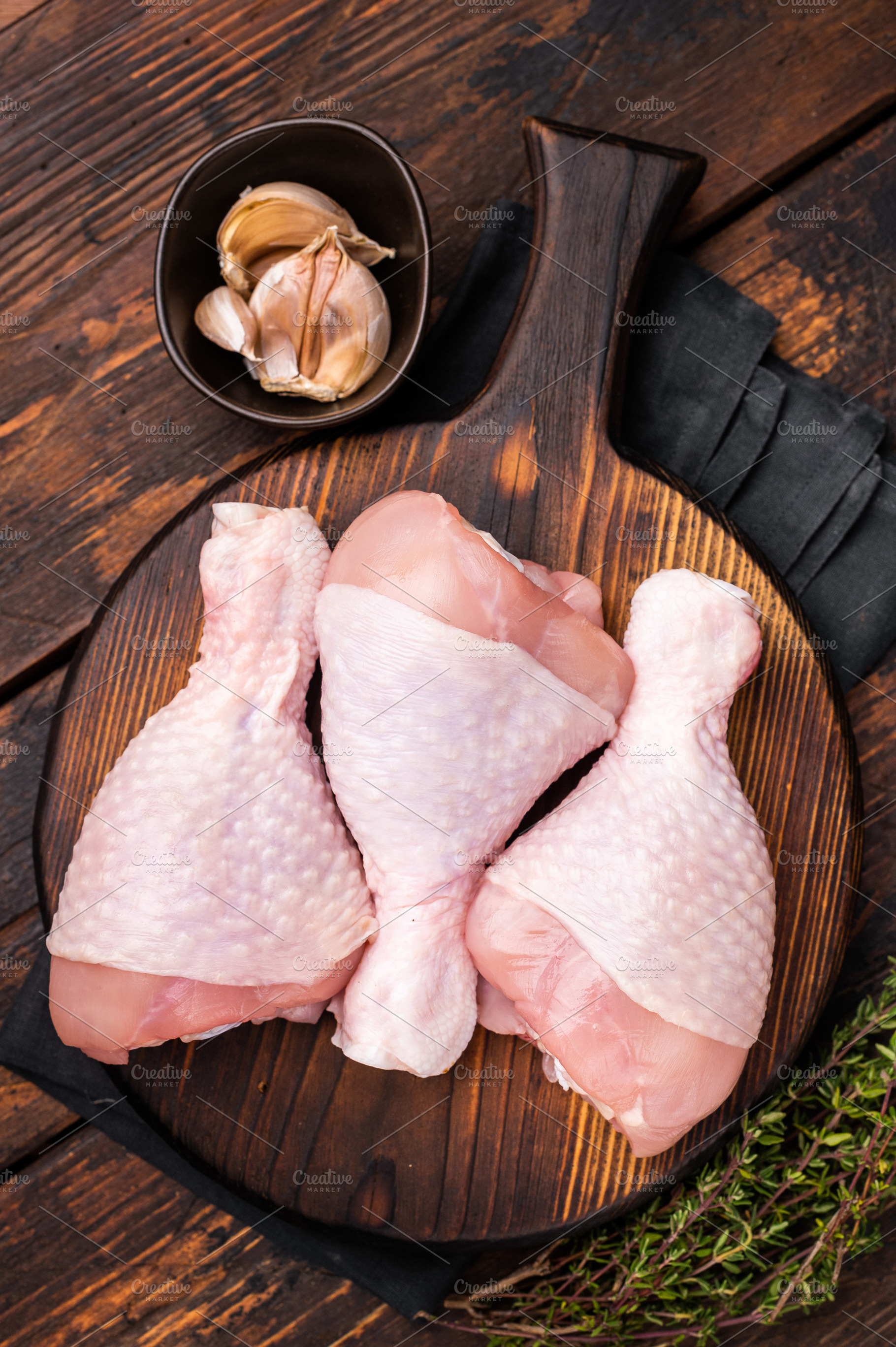 Uncooked poultry drumsticks, raw chicken legs ideal for your fav, a Food & Drink Photo by composter-box@mail.ru