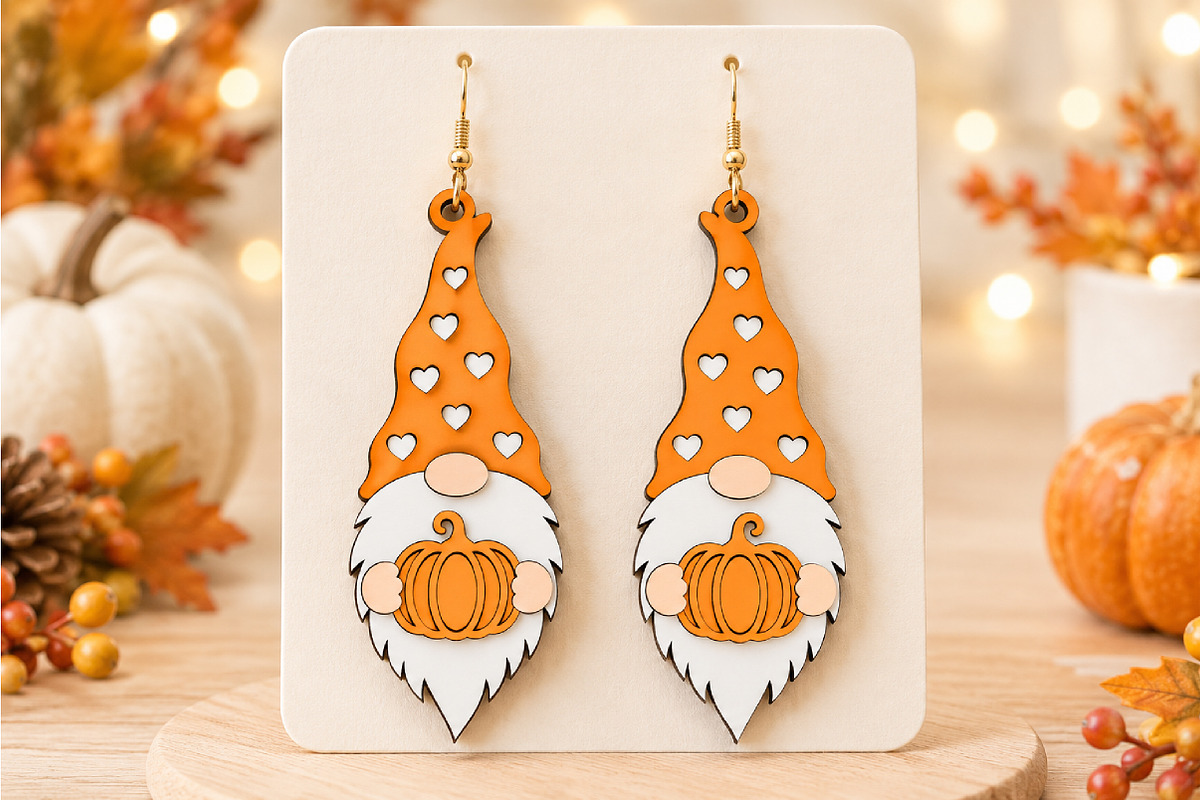 Gnome Earrings Laser Cut SVG, a Seasonal Illustration by Canvas Craft (Photo 3 of 5)