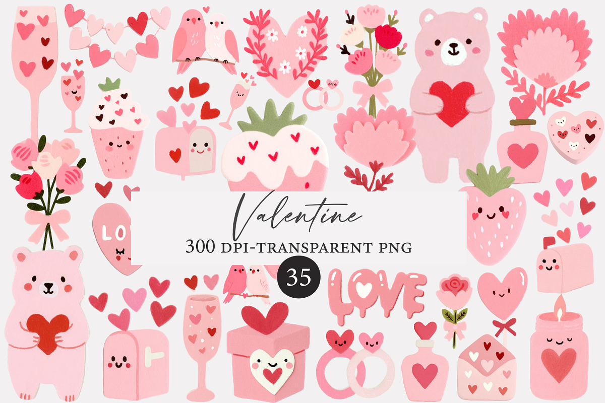 Watercolor Valentine clipart, an Illustration by Designworld (Photo 1 of 4)
