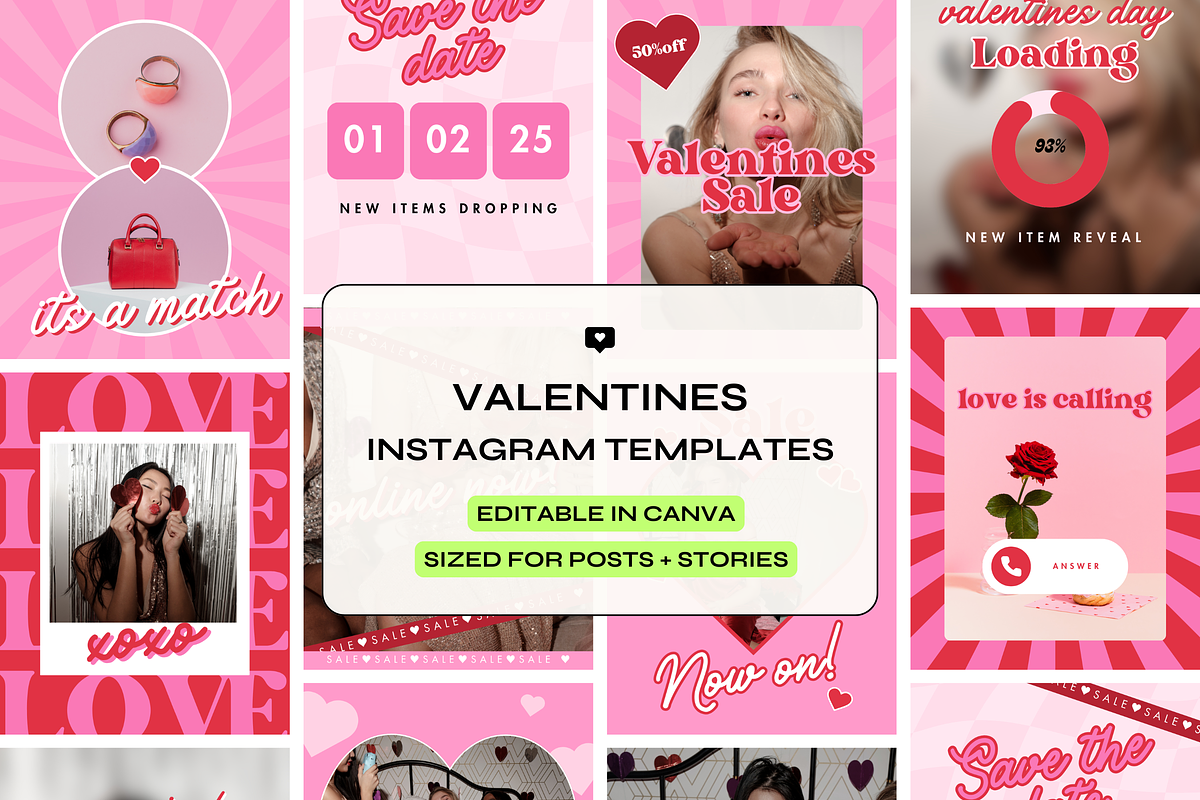 Valentines Retro Instagram Templates, a Social Media Template by The Pixel Palace (Photo 1 of 8)