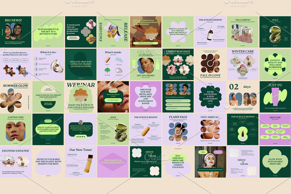 Dewy Skin Instagram Templates, a Social Media Template by Luna Studio (Photo 6 of 7)