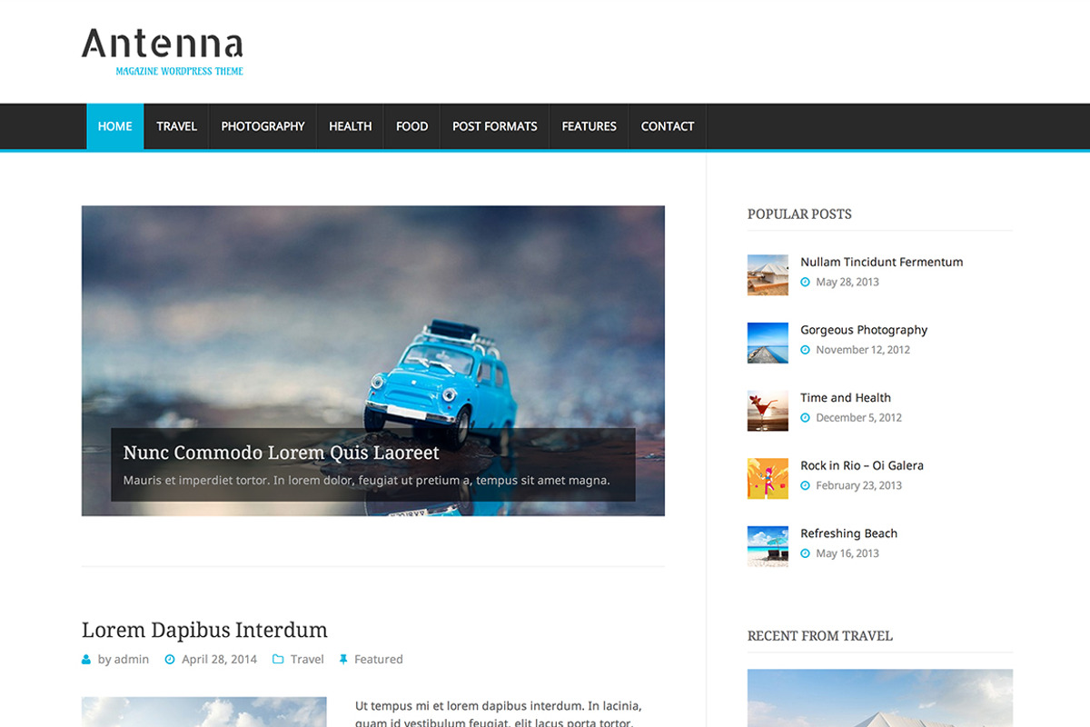 Antenna Magazine Theme, a WordPress Template by DesignOrbital (Photo 1 of 5)