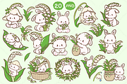 Lily of the Valley Bunny Clipart, an Animal Illustration by Blumensdiary (Thumbnail 2 of 6)