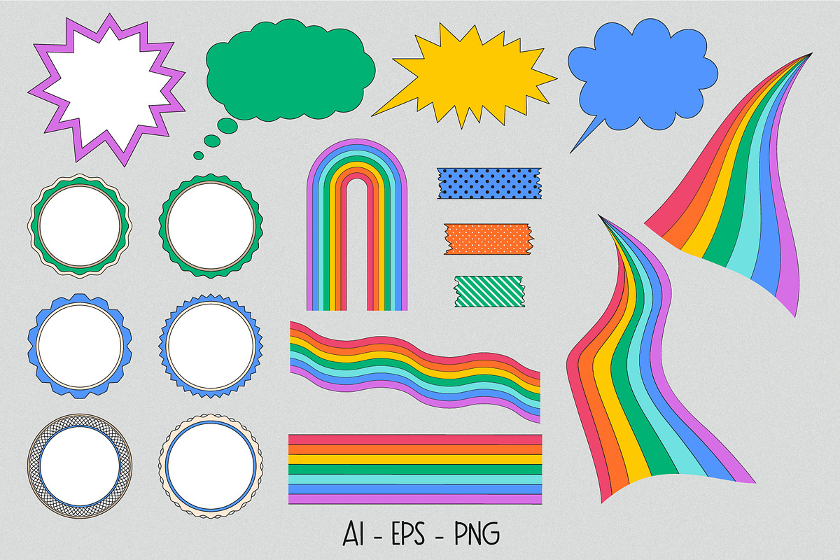 The 90s. Cliparts, cards, patterns, an Object Illustration by Valeria Soloveva (Photo 7 of 23)