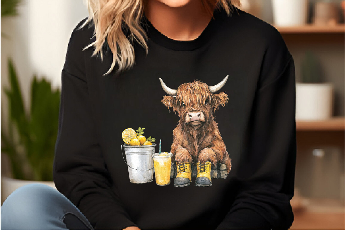 Watercolor Summer Highland Cow, an Illustration by DreamCafeArt (Photo 7 of 8)