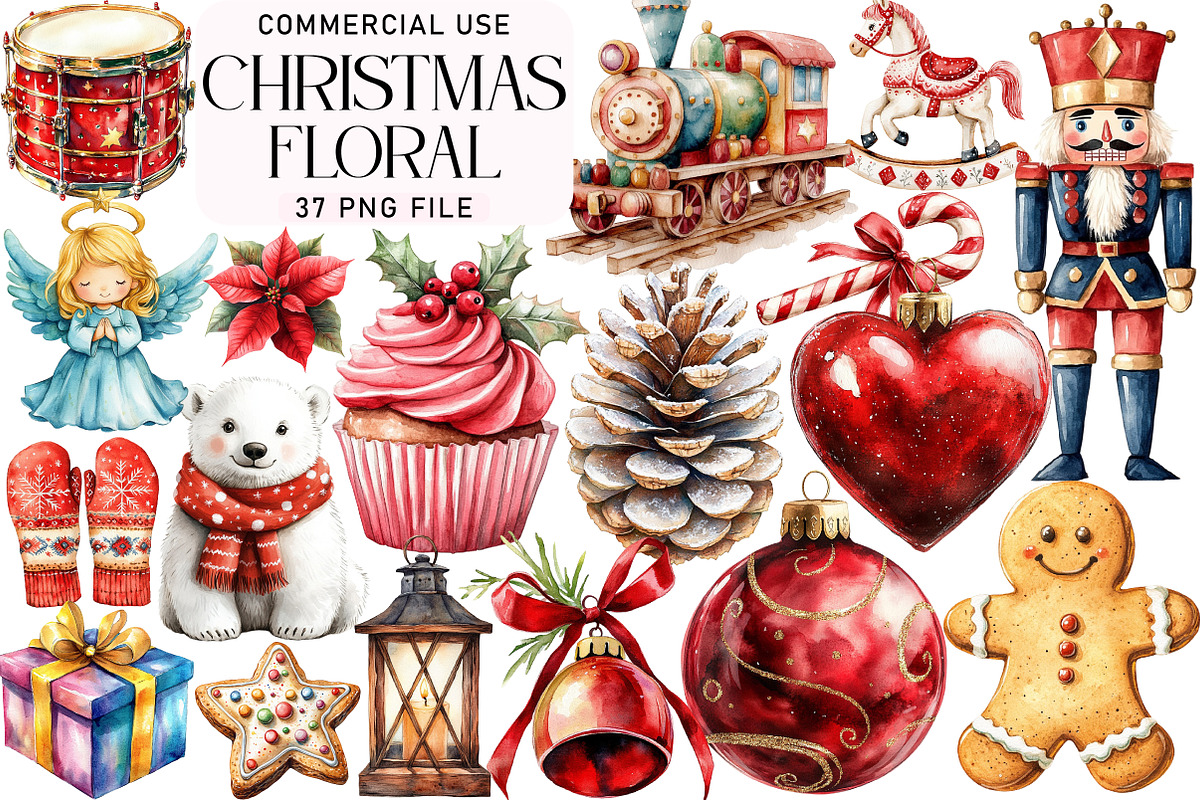 Watercolor Christmas Clipart, an Illustration by Daily.Designs (Photo 1 of 5)