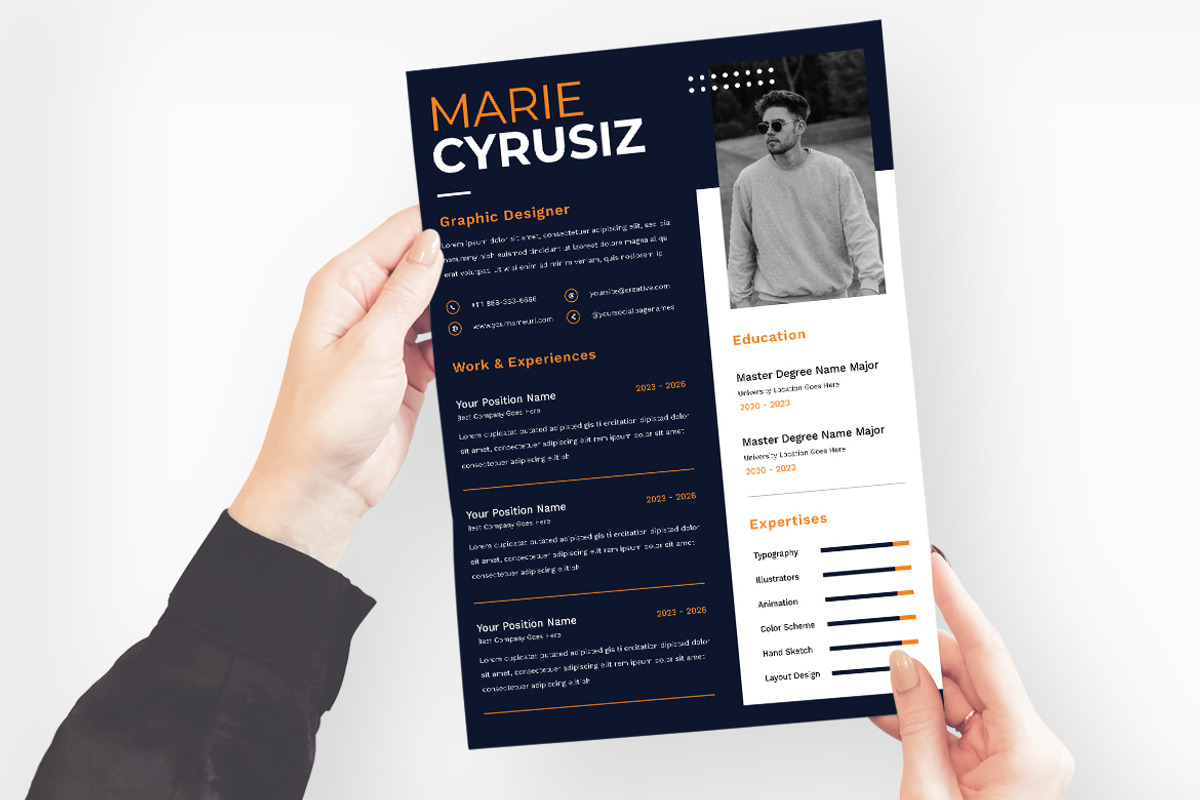 Dark Graphics Resume CV, a Resume Template by iDoodle Studio (Photo 4 of 4)