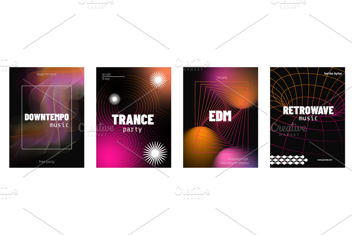 Vibrant music party posters set, an Illustration by art PVP - market