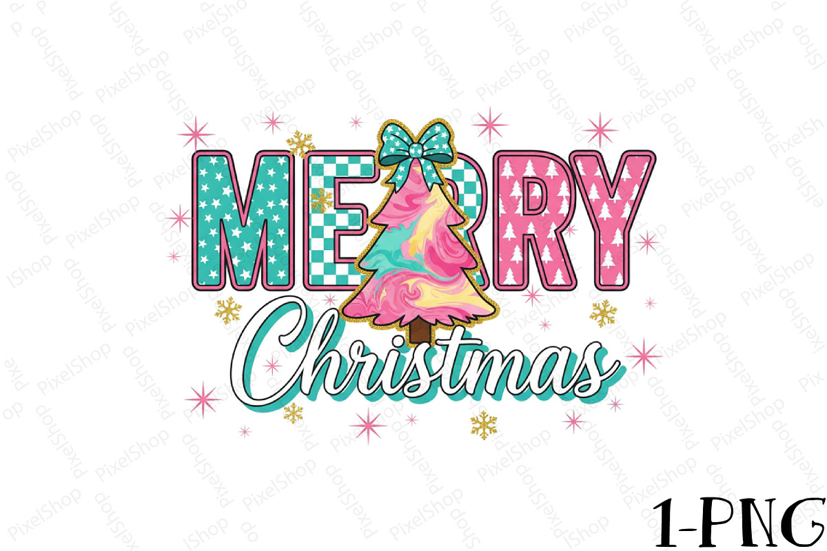Retro Merry Christmas Coquette Png, an Illustration by DreamPrint404 (Photo 1 of 7)