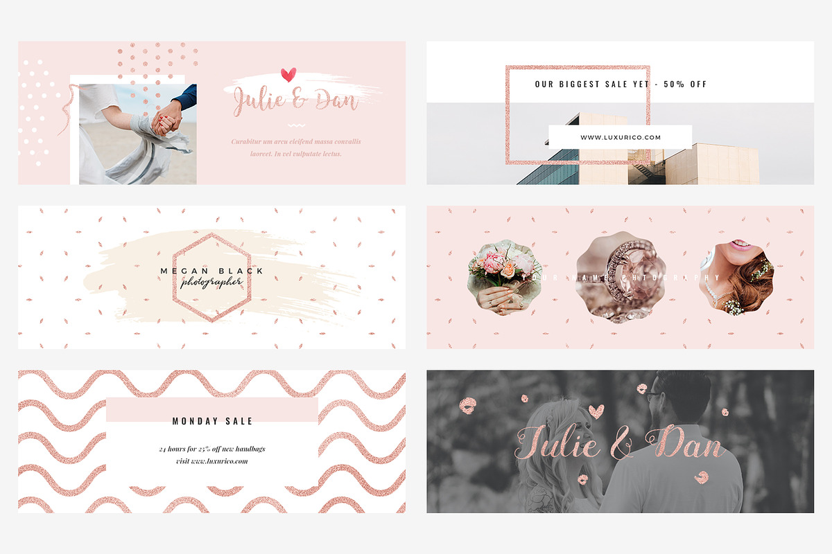 Rosegold Facebook Cover Pack, a Social Media Template by Crevo Studio (Photo 2 of 8)