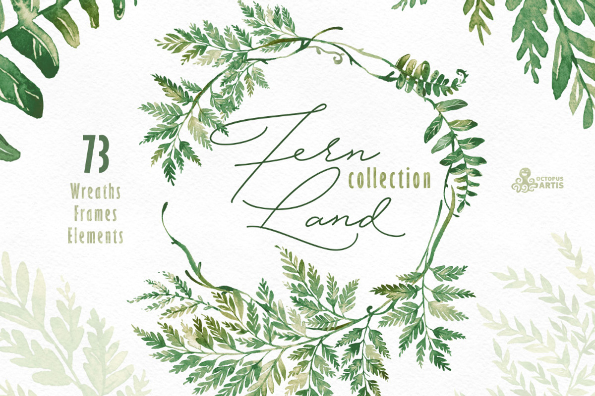 Fern Land. Watercolor Collection, an Illustration by OctopusArtis (Photo 1 of 8)