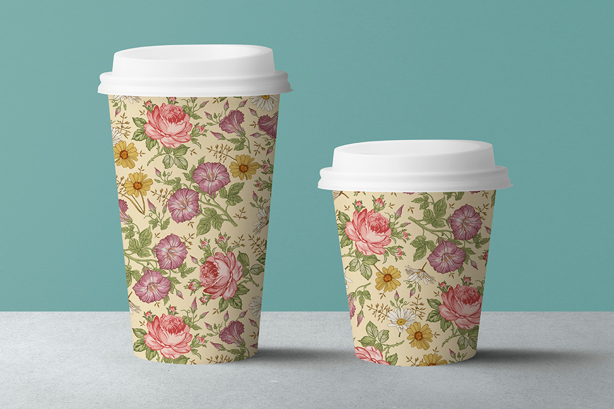 Set Seamless Flowers Roses Chamomile, a Pattern Graphic by Vintage (Photo 9 of 14)