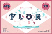 Flor Layered Font + Extras, a Font by Shoutbam (Thumbnail 1 of 20)