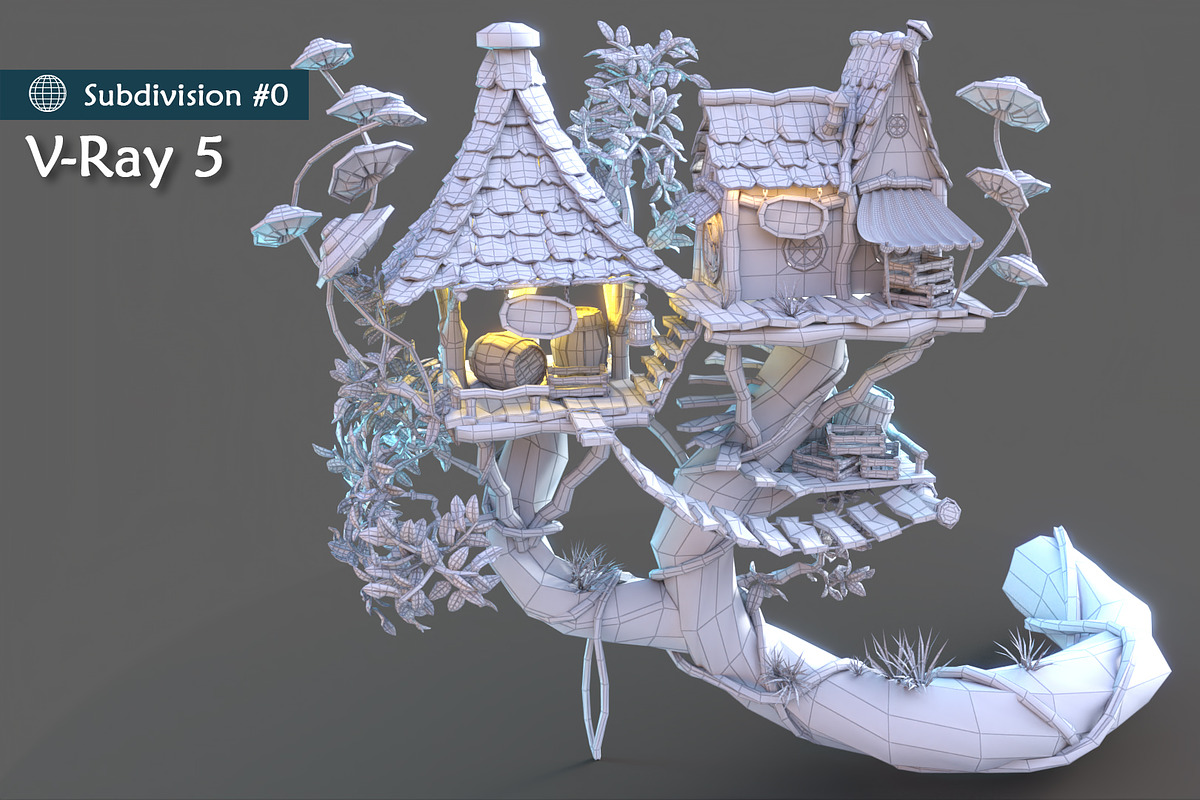 Subdivision&LowPoly fairy tree house, an Architecture 3D Model by Cute & 3D (Photo 11 of 28)