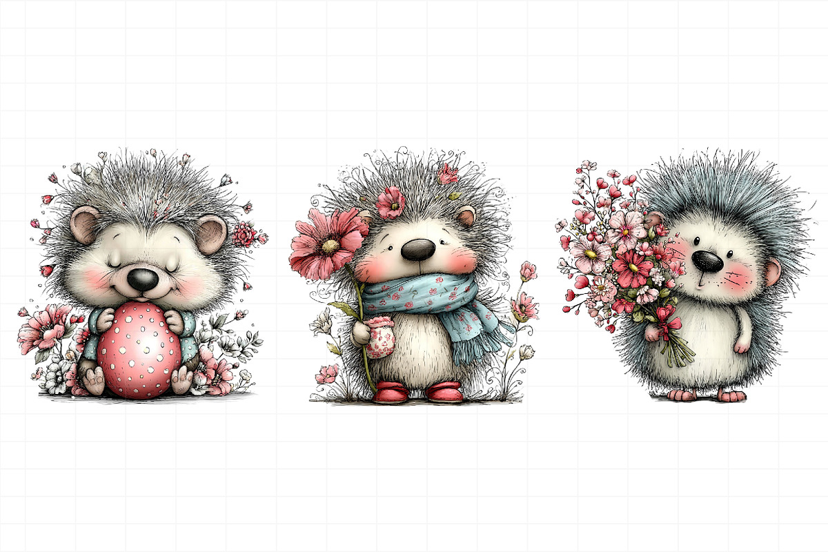 Whimsical Easter Hedgehog Clipart, an Illustration by Daily.Designs (Photo 6 of 8)