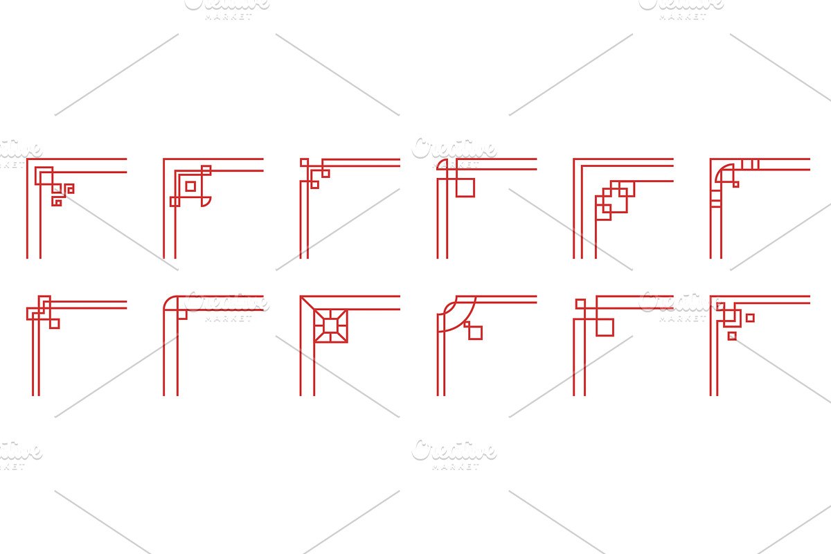 Chinese frame corners. Red oriental, an Object Illustration by Vectorbuum