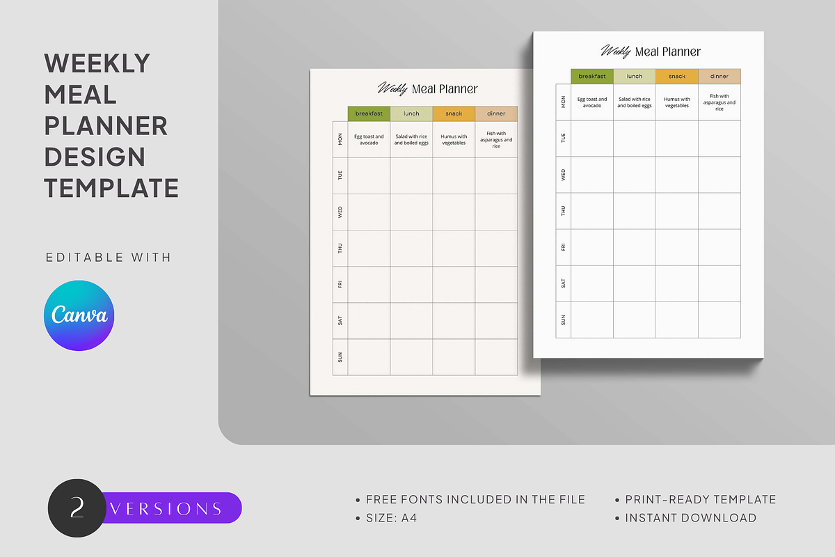 Weekly Meal Planner Template, a Marketing Template by CubicSpace (Photo 1 of 4)